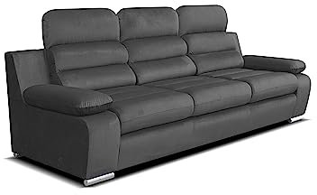 Robin Amber Sofa 3-Sitzer mit Schlaffunktion Schlafsofa Schlafcouch für Wohnzimmer Bettsofa für Schlafzimmer Couch Sofas & Couches mit Bettfunktion 238 x 96 x 95 cm Kronos Stoff Anthrazit