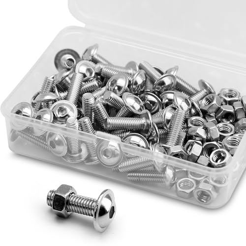(50 Gruppi) Viti a Testa Cilindrica con Flangia M5 x 16mm e Dadi Set di Viti in Acciaio Inossidabile 304