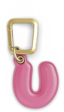 UNTAGS - Charm Buchstabe U - Material mit Ledereffekt - inklusive Goldener Metallschnalle - Rose