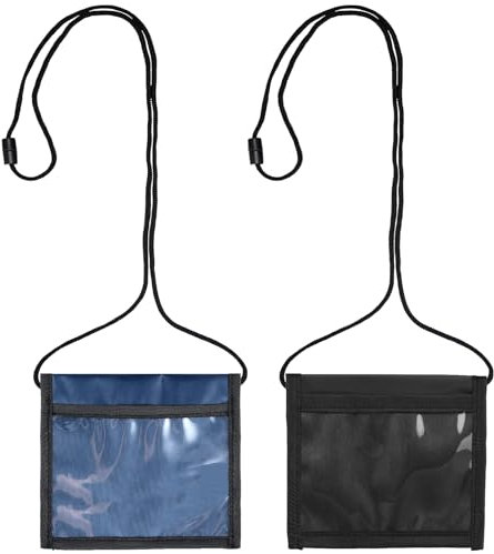 2 Stück Kinder Geldbeutel Brustbeutel 11 x 13 cm Brusttasche Umhängegeldbeutel Reisegeldbeutel Tasche für Kasse Buskarte Studentenausweis Blau Schwarz