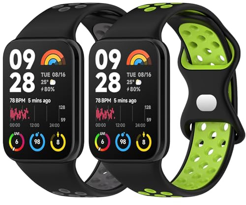 BDIG 2 Stück Armband Kompatibel mit Xiaomi Redmi Watch 6/5/4, Weiche Zweisfarbige Silikon-Sportarmbänder für Xiaomi Mi Band 10 Pro/9 Pro/8 Pro
