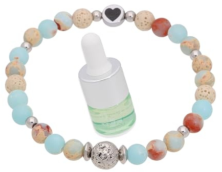 Lia Chahla London Bracelet d'aromathérapie avec huiles essentielles pour femme pour soulager le stress et la pleine conscience – Bracelet diffuseur anti-anxiété Get Well (jaspe océan bleu, taille M