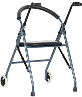 Andador De 2 Ruedas Con Asiento, Dispositivo Para Caminar Liviano Y Resistente, Andador Plegable De Acero Con Alto Contenido De Carbono Con Capacidad Para Hasta 220 Libras Silla De Viaje Cómoda Sill