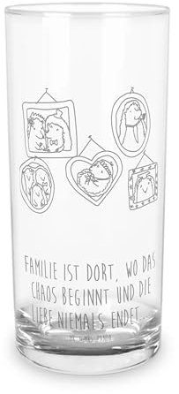 Mr. & Mrs. Panda 200 ml Wasserglas Igel Familie - Geschenk, Zusammenhalt, Trinkglas, Wasserglas mit Gravur, Mama, Schwester, Opa, Trinkglas mit
