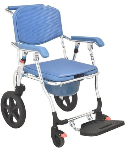 LIBRACTA Faltbar Toilettenrollstuhl - Toilettenstuhl Fahrbar Auf Rollen - Dusch Badehilfen Duschstuhl Mit Armlehne Und Rückenlehne - Fahrbarer Toilettenrollstuhl - Duschrollstuhl Bis 130 Kg