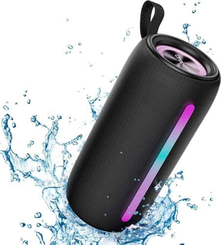 oraolo Portable Wireless Bluetooth Speaker with LED Light, Waterproof IPX6, 24W True Wireless Stereo, 10H Playtime, Support TF Card/Type-C/USB/AUX, Bluetooth 5.4, for Home/Garden/Party/Outdoor(RGB)