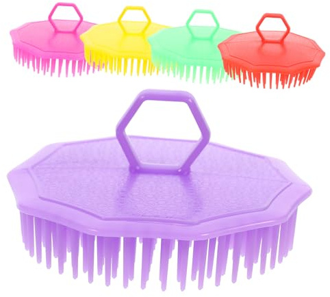 MOLUCKFU 5piezas Cepillo De Masaje Para Cabelludo Peine De Plástico Anticaspa Masajeador De Cabeza Portátil Para Cuidado Del Cabello Y Relajación Para Ducha Y Estilo Casa Color Aleatorio
