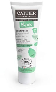 Cattier Dentifrice à la menthe pour enfants à partir de 7 ans - Avec goût de menthe doux et adapté aux enfants - Cosmétique naturel certifié, sans dioxyde de titane, végétalien - 50 ml
