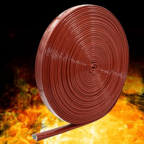 Manicotto in silicone in fibra di vetro, manicotto di protezione termica, resistente al fuoco ad alta temperatura, guaina per cavo in fibra di vetro per tubo flessibile (25 mm)