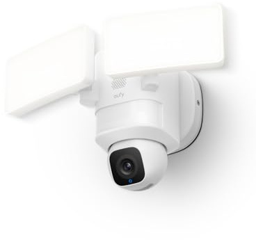 eufy Security Floodlight Camera E30, Security Camera Outdoor, 360° Pan and Tilt, AI Detection and Tracking, 2K Video, 2.4GHz Wi-Fi, 2,000 Lumens, Built-in Siren, 24/7 Recording，No Monthly Fee