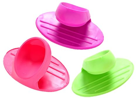 TOPBATHY Weiße Ofenhandschuhe aus Silikon 3 Stück Hitzebeständig und Isolierend Leicht zu Verstauen für Küche Zufällige Farbe