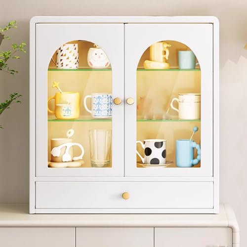 GLMGBP Glasvitrine mit LED-Licht, moderner Lagerschrank mit verstellbaren Regalen, Eckvitrine, Porzellanschränke für das Esszimmer, Ausstellungsregal für Sammlerstücke