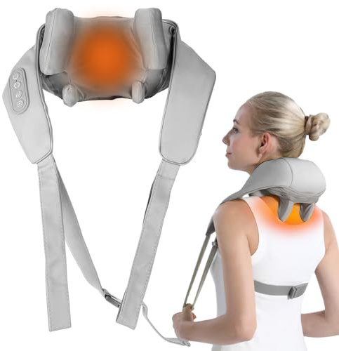 Airelax Neck Massager with Heat Cordless Shiatsu Back and Neck Massager, Electric Kneading Deep Tissue Shoulder and Back Masseur, Massage Pillow for Shoulder, Leg, Body Muscle
