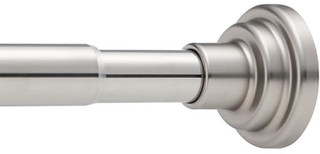 Stainless Steel Extendable Shower Curtain Rod 76-256CM，Adjustable Strong Spring Rod，No Drill, No Slip, for Window Bathroom, Bedroom, Silver