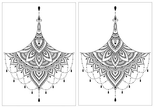 2 Blätter Temporary Mandala Underboob Brust Tattoo Fake Tattoo AL008x2
