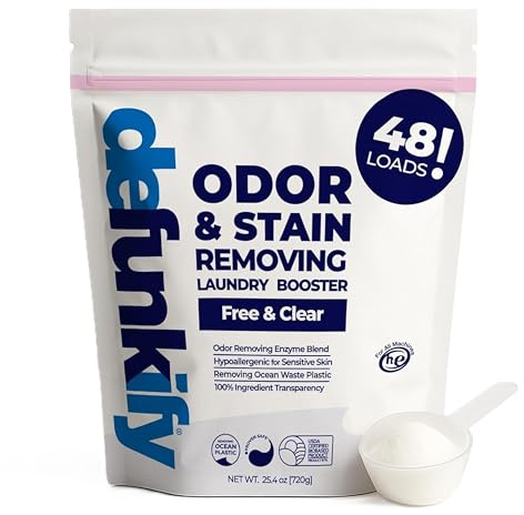 Enzyme Laundry Booster Additive, Unscented. 48 Load Laundry Sanitizer Detergent, Color Safe Fabric Active Enzyme Washing Soda Detergent Cleaner. Powdered Stain Treater & Odor Remover Booster Treatment