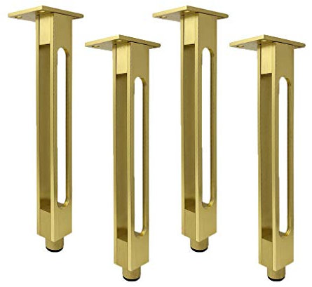 Confezione da 4 gambe regolabili dorate per mobili, piedini di supporto in metallo, per divano, letto, comodino, cucina, scrivania, altezza 20 cm, base in alluminio resistente, design moderno