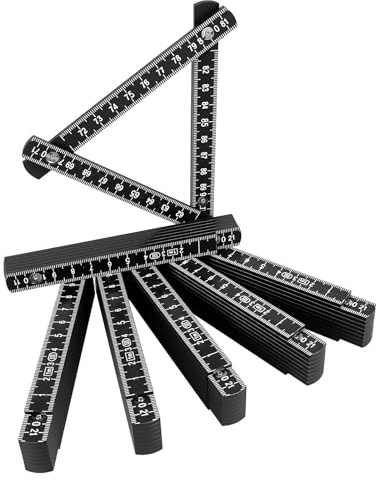Mètre pliant 1 m Mètre pliant : 6 pièces Mini mètre pliant 1 mètre en plastique avec 10 maillons Mètre métrique Cadeau pour bricolage, maison, loisirs, atelier, noir