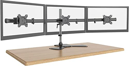 Höhenverstellbarer Dreifach-Monitorständer mit Metallbasis, passend für 17- bis 27-Zoll-Flachbildschirme und Gebogene Bildschirme, TV-Halterung für Computerbildschirme