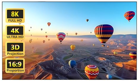 Home Wall Mounted Light Rejecting Projection Screen 92/100 in, 2.5 Gain 16:9 Projector Screen Fixed Frame, 4K 8K 3D Movie Screen for School Indoor(72in 16:9)