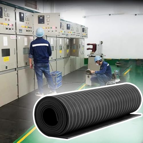 Tapis de sol isolants en caoutchouc noir for salle de distribution de sous-stations, tapis de protection électrique