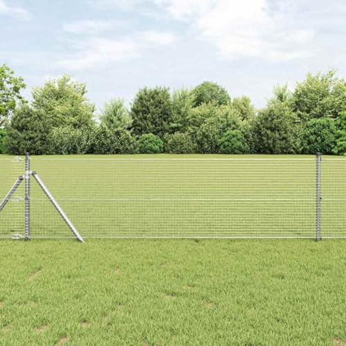 Clôture en fil soudé, argenté, 0,6 x 25 m, treillis métallique robuste, pour jardin et terrasse, brise-vue durable, extérieur