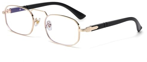 LJCZKA Rechteckig Blaulichtfilter Brille für Herren Damen Quadratisch Brille Ohne Stärke Eckig Metall Rahmen Anti-Müdigkeit Computerbrille für Gaming