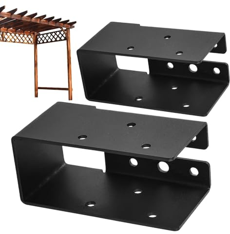 Soportes De Acero Al Carbono 2x4 - Conectores Ocultos Para Barandillas De Cubierta De 197 G | Soportes De Viga De Alta Resistencia, Juego De 2 Soporttes De Viga De Madera Para Pérgola, Pasamanos, Esta