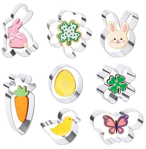 Osterausstecher, Ausstechformen Ostern, 8 Pcs Keksausstecher Ostern Set mit Acht Verschiedenen Formen, Plätzchen Ausstecher für Osterfeiernde, DIY-Bastelbegeisterte, Vorschullehrer, Tägliche Backen