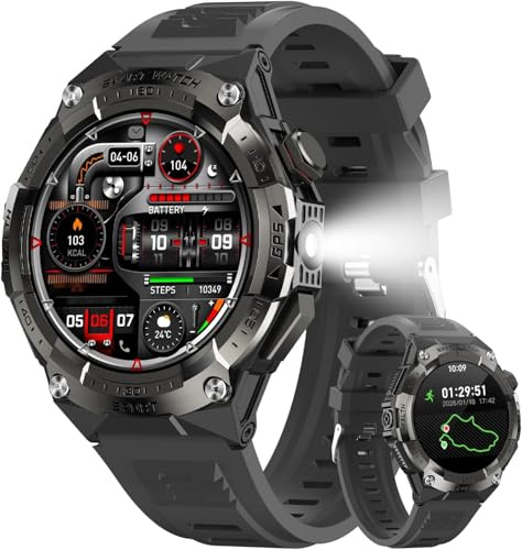 Military Smart Watch for Men with Built-in GPS,115 Sport Mode Fitness Tracker，24/7 Heart Rate Sleep Monitor，Answer/Make Calls/60 Days Battery,3ATM Waterproof Smartwatch for Android iPhone,Gunmetal