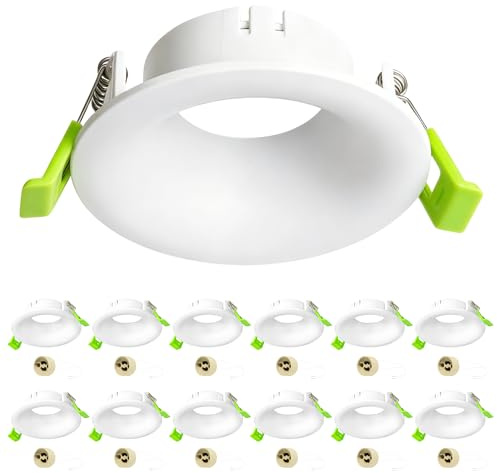 Aulaiyi Einbaustrahler GU10, 12er Set Deckenspots Weiß mit Blendarmem Design, Einbaurahmen mit GU10 Fassung, Passend für 75-80mm Loch, Ideal für Austausch & Renovierung, Ohne Leuchtmittel