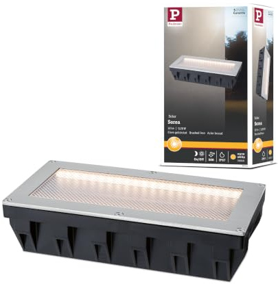Paulmann Solar LED Bodeneinbauleuchte Sorea Dämmerungssensor IP67 eckig 200x100 mm 3000K 0,3W 16lm 3,7V Eisen gebürstet ABS, Polycarbonat, Edelstahl 95744