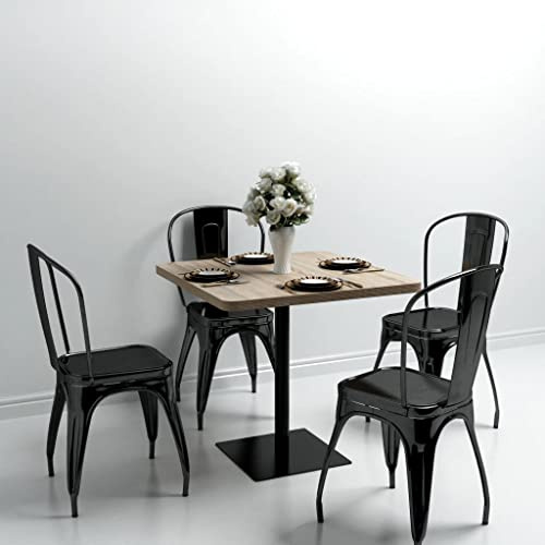 toolkix Bistrobord, MDF-och stål, kvadrat, 80 x 80 x 75 cm, ekutseende, matbord, köksbord, matbord med metallram för matplats, vardagsrum, rustik, modernt, utrymmesbesparande