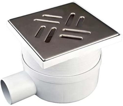 Tapa sifonada telescópica con desagüe lateral, rejilla de acero inoxidable. De polipropileno.