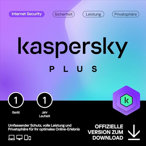 Kaspersky Plus Internet Security 2025 | 1 Gerät | 1 Jahr | Anti-Phishing und Firewall | Unbegrenzter VPN | Passwort-Manager | Online-Banking Schutz | PC/Mac/Mobile | Aktivierungscode per Email