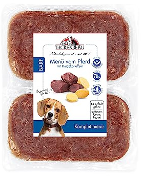 TACKENBERG Barf Menü mit Pferdefleisch und Heidekartoffeln für Hunde - 14 x 500 g - leckeres Frostfleisch als Hundefutter in Premiumqualität - Gefrierfutter