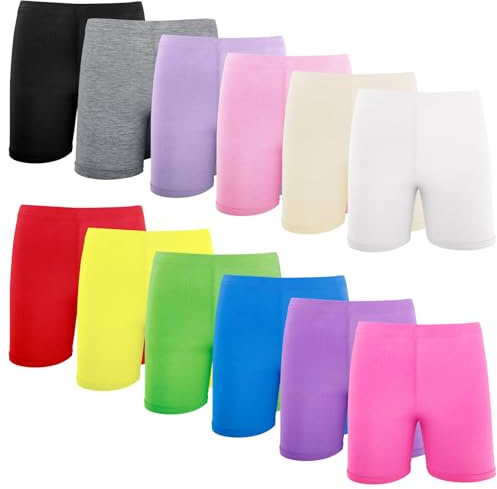 HOLLHOFF 12-pack dansshorts för flickor, 12-färgs cykel kort andningsbar och säkerhet, Flerfärgad, 4-5