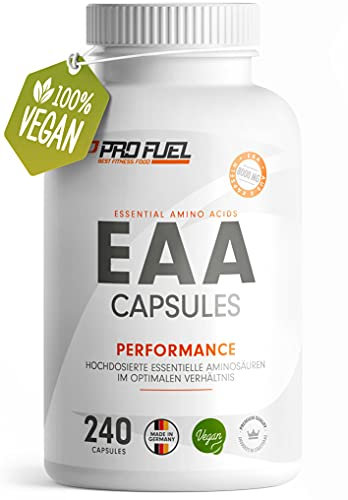 EAA Kapseln hochdosiert 240 Giga Caps mit je 1000 mg EAA (vegan) - optimiertes Multi-Amino EAA-Pattern mit 8 essentiellen Aminosäuren - laborgeprüft mit Zertifikat - 100% vegan