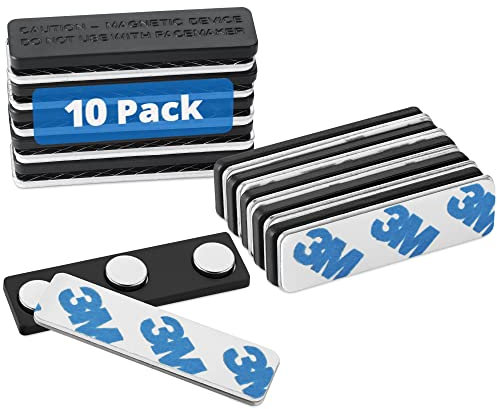 Mifflin Namensschild-Magnete (10 Abzeichen-Magnete 44,5 x 12,7 mm) mit 3 extra starken Neodym-Magneten für Ausweishalter