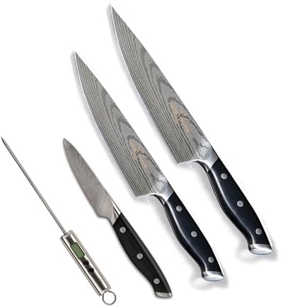 Mediashop Trusted Butcher Messer Set – hochwertiges Profi Kochmesser Set – ultrascharfe Klingen in Metzger-Qualität – inklusive Bratenthermometer – 4-tlg.