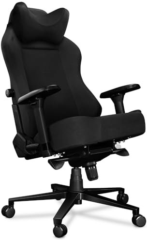YUMISU 2054 Bürostuhl Gaming Stuhl Schwarz - Gamingstuhl mit Memory Foam Kissen in Velours - Gamer Stuhl Stoff mit 4D-Armlehnen - Gaming Sessel mit Leisen Gummiräder - Computerstuhl bis 150 kg
