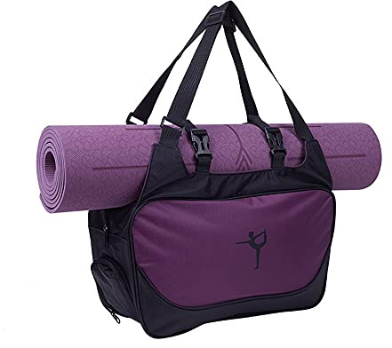 Multifunción deporte yoga mat mochila, impermeable yoga Pilates mat bag, bolso de la correa ajustable (solo bolsa) púrpura grande