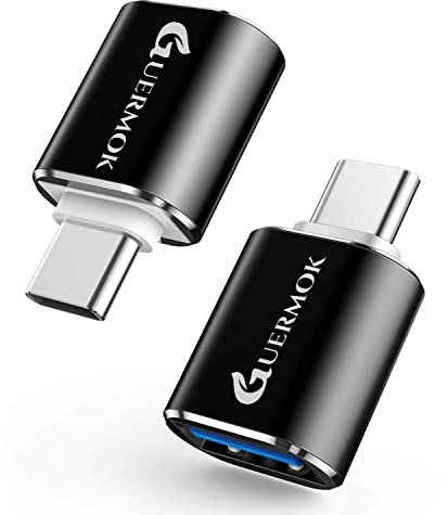 Guermok Lot de 2 Adaptateurs USB-C vers USB 3.0, Mâle vers Femelle OTG, Type-C pour MacBook Pro, iPad, iPhone 14 13 12 et Autres appareils USB-C ou Thunderbolt 3/4
