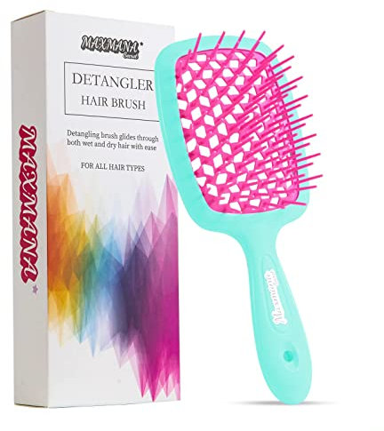 Maxmana Secret Detangler Hair brush,Detangling Brush, Massage Curl Comb for for Women, Men,Girls and Kids for Natural Curly Wet Dry Thick Straight Long Hair (GREEN+ROSE RED)