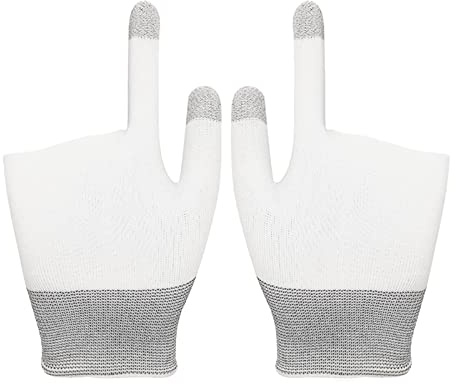 Voiakiu Jeu | Protège-Doigts Jeu | 1 Paire Gants à Deux Doigts pour Les Jeux, Doigts Jeu en Fibre d'argent Conductrice à 15 Broches pour écran Tactile
