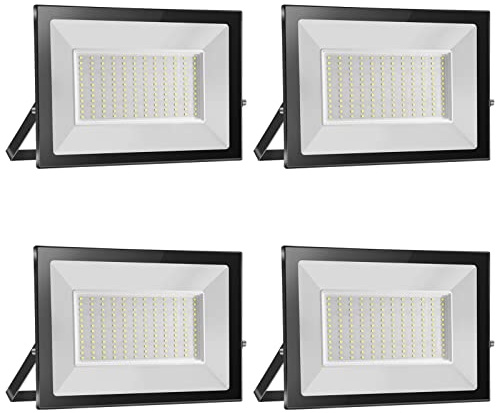 loyal 4er 150W LED Strahler Außen 15000LM, 6000K Kaltweiß LED Fluter Flutlicht, IP65 wasserdicht Industriestrahler, Superhell LED Scheiwerfer, LED Außenstrahler für Garten Garage Sportplatz
