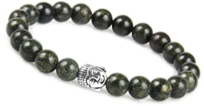 GD GOOD.designs EST. 2015 Bracciale Buddha per uomo e donna I Bracciale di perline con vere pietre naturali da 8 mm I Bracciales di palline per yoga e meditazione (Giada)