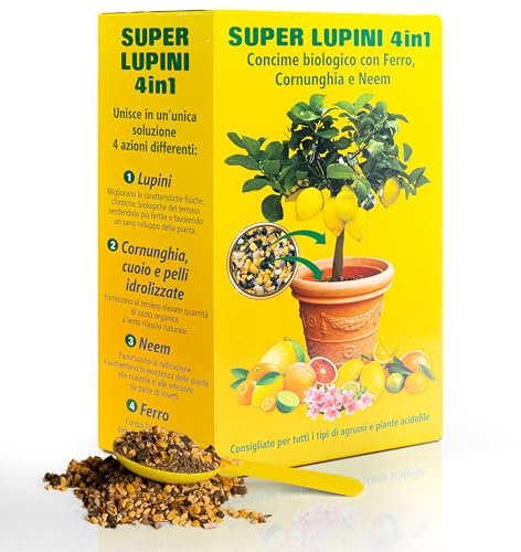 SAVINI VIVAI Concime Agrumi Super Lupini Macinati 4 in 1 Fertilizzante Biologico per Tutte le Piante per Abbondante Produzione Come Limoni Mandarini Arance in Vaso e Pieno Terra 800 GR Made Italy