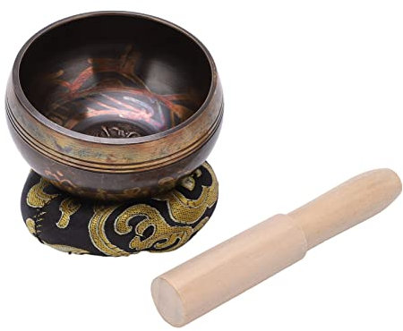 Klangschale, Tibetischer Schmuck, Klangschale, Kleiner Holzstab, Meditationsschale, Buddha-Klangschale