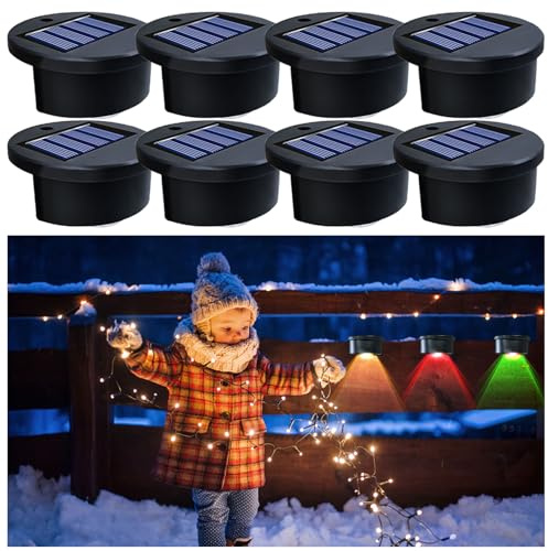 K.E.J. Solar Pool Side Lights Color Changing Solar Deck Lights Outdoor LED Step Light Waterproof Pool Accessories Decor for Stairs Fence Yard Driveway Pathway Yard Backyard Garden (8Pcs)